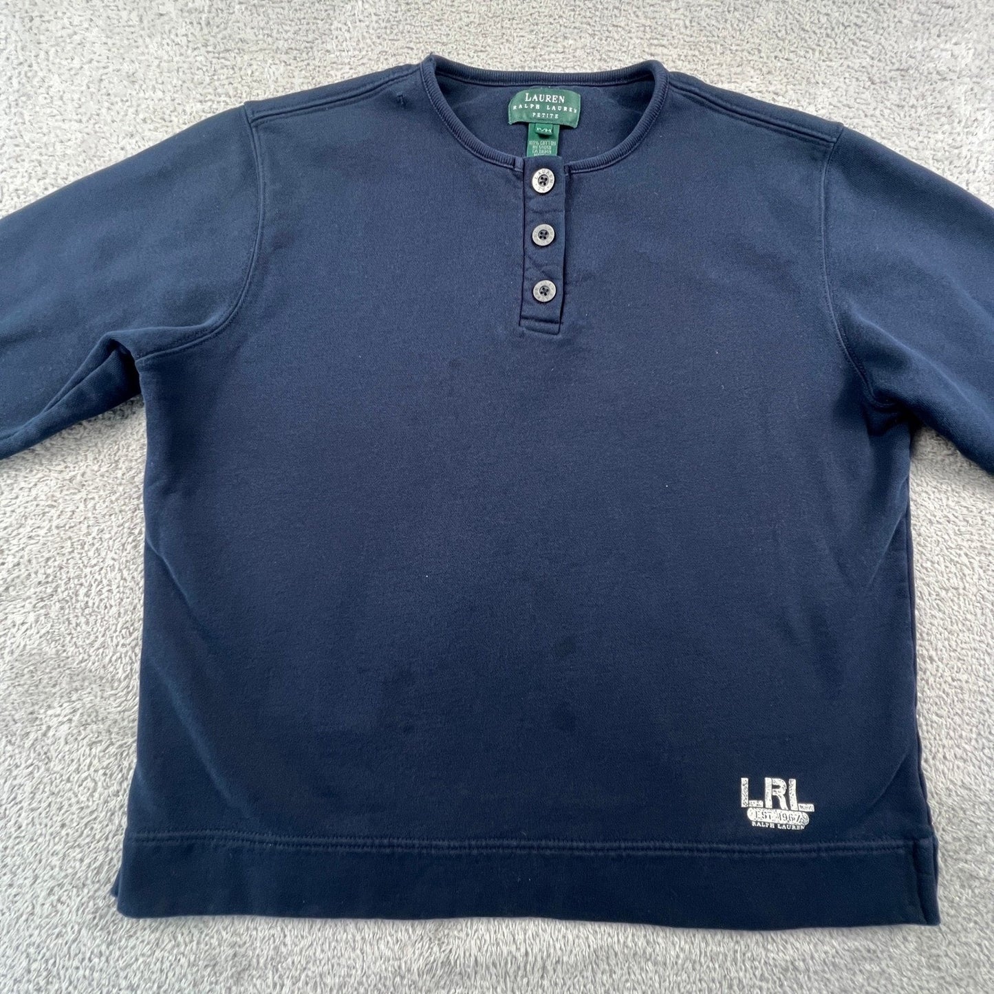 Lauren Ralph Lauren Henley Sweatshirt Womens PM Cotton Logo Casual Preppy