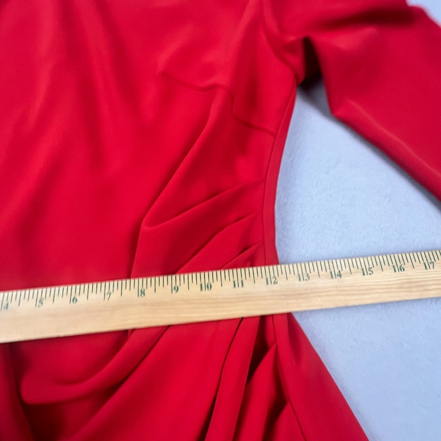 FORE Wrap V-Neck Midi Dress Womens Red Long Sleeve Ruched Cocktail Holiday Party