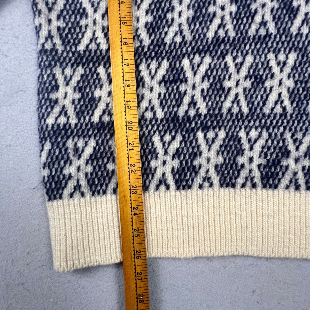 Pendleton Wool Sweater Mens XL Blue Cream Geometric Knit Vintage Mock Neck USA