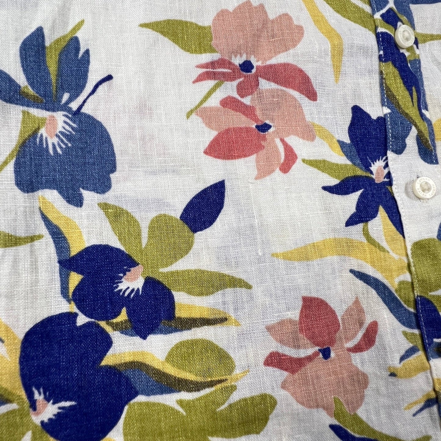 Lauren Ralph Lauren Button Down Shirt Womens XS Multi Floral 100% Linen Tropical
