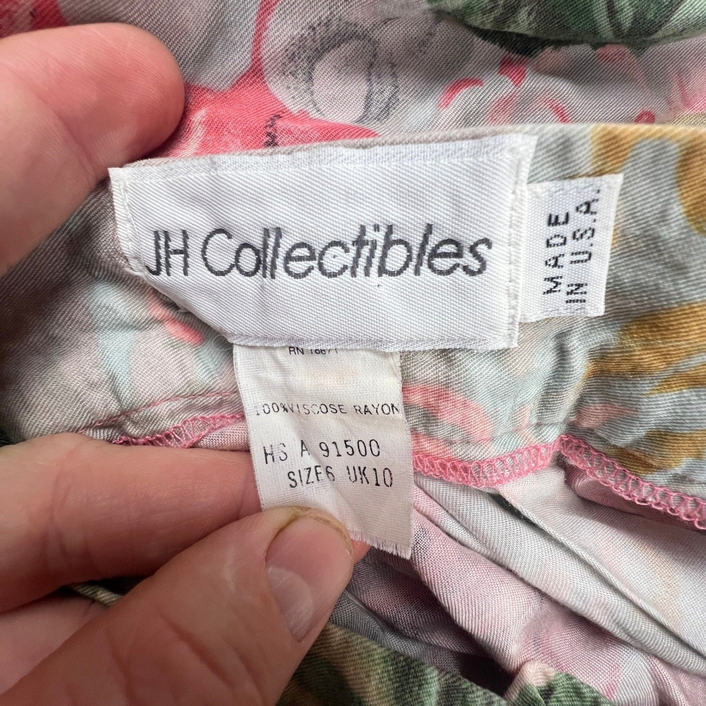 JH Collectibles Floral Midi Skirt Womens 6 Pink Rose Pleated Vintage ILGWU USA