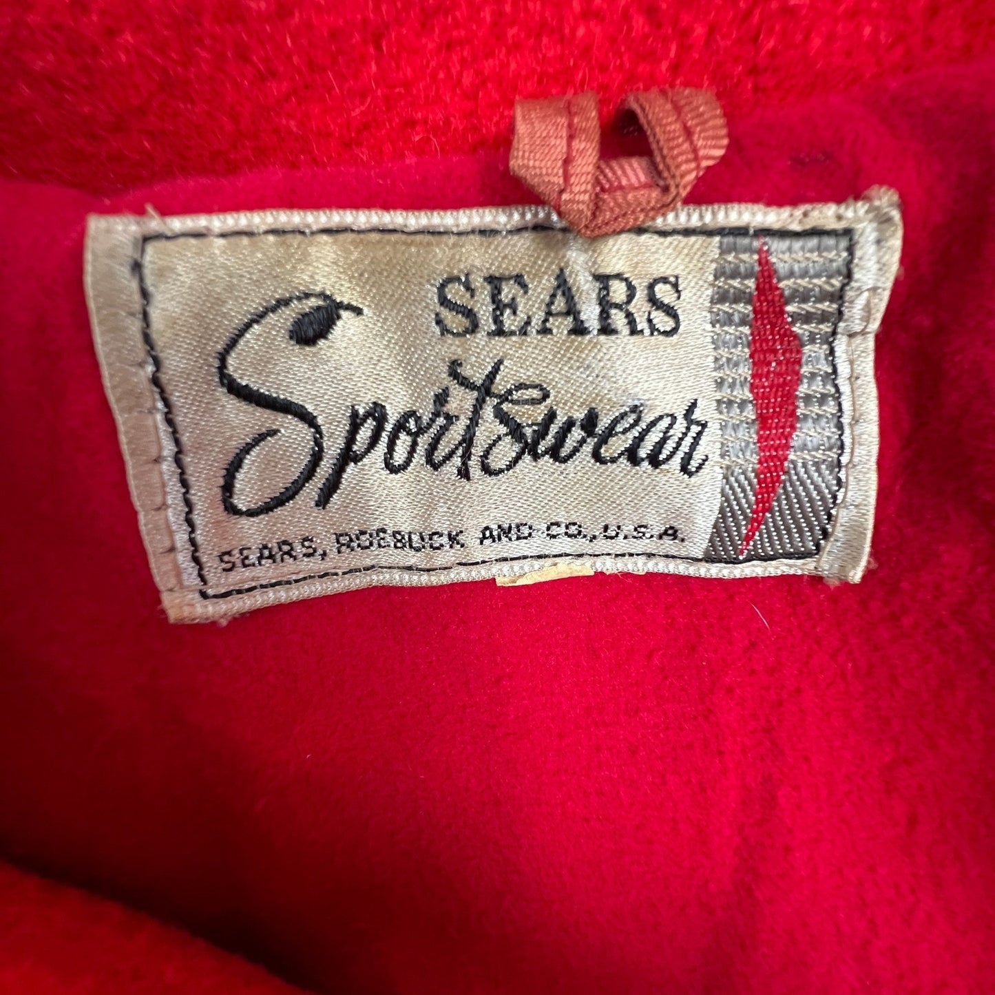 Vintage Sears Sportswear Wool Cruiser Jacket Mens L Red Hunting Game Pocket 60s