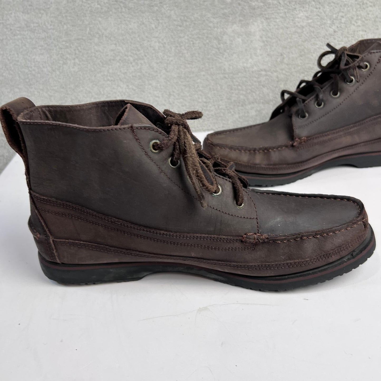 St. John's Bay Men's Ankle Boots Size 11 Brown Leather Lace Up Vintage