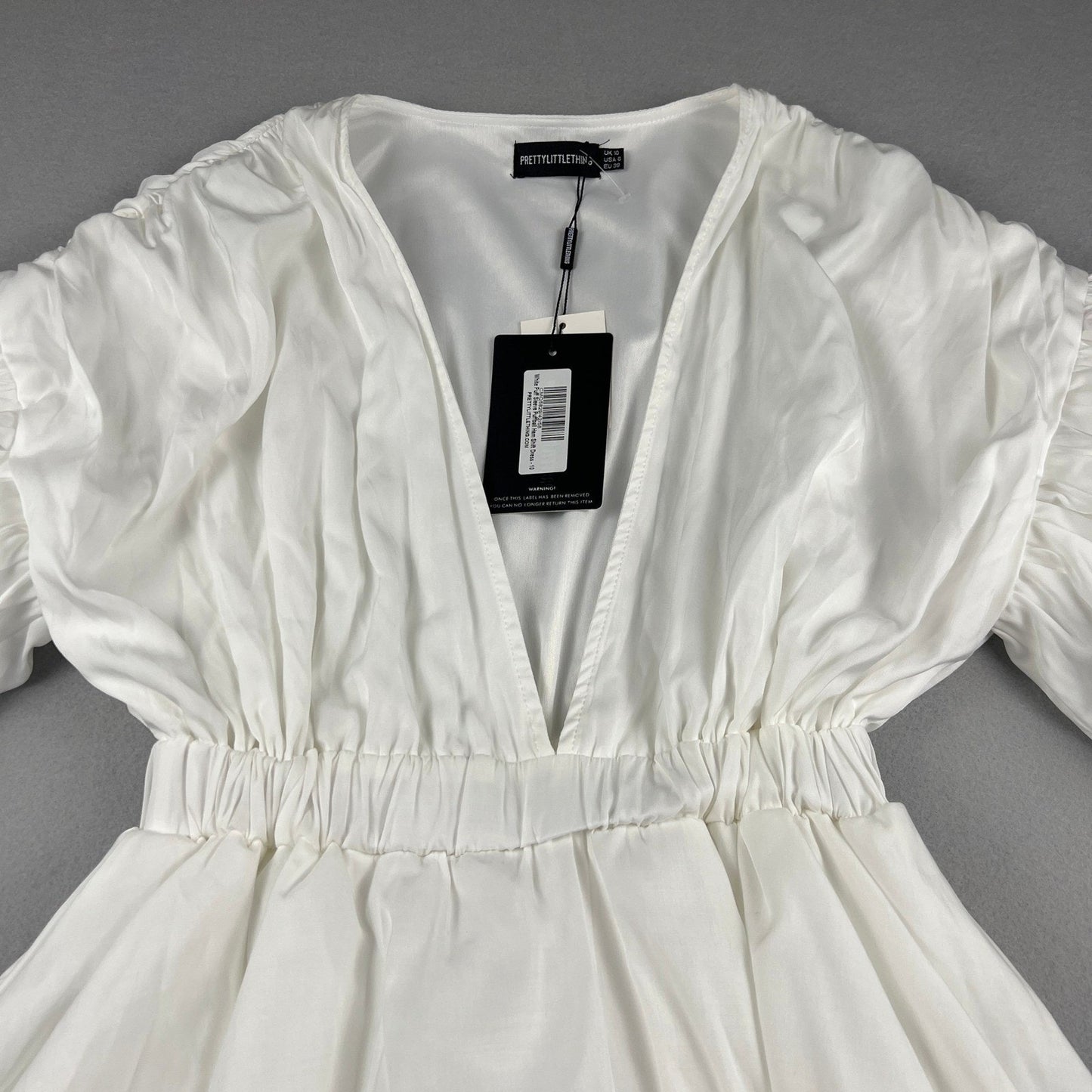 NWT Bubble Hem Dress Size 6 White Puff Sleeve Mini Party Wedding Bridal