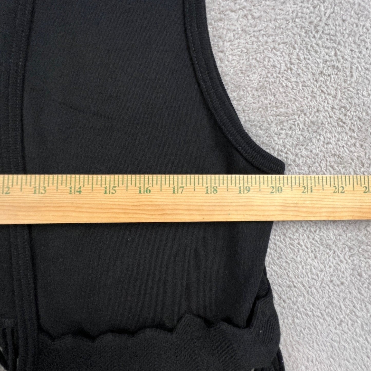 Fringe Knit Vest Women Small Black Open Front Boho Western Festival