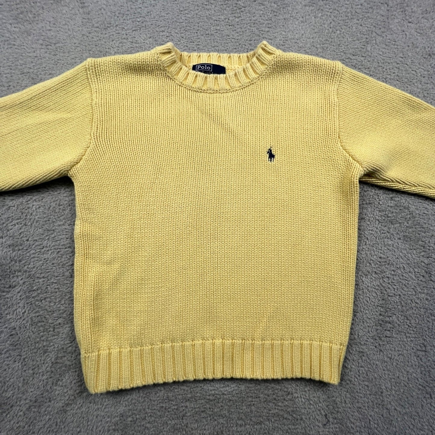 Polo Ralph Lauren Sweater Kids M Yellow Cotton Knit Crewneck Preppy Classic