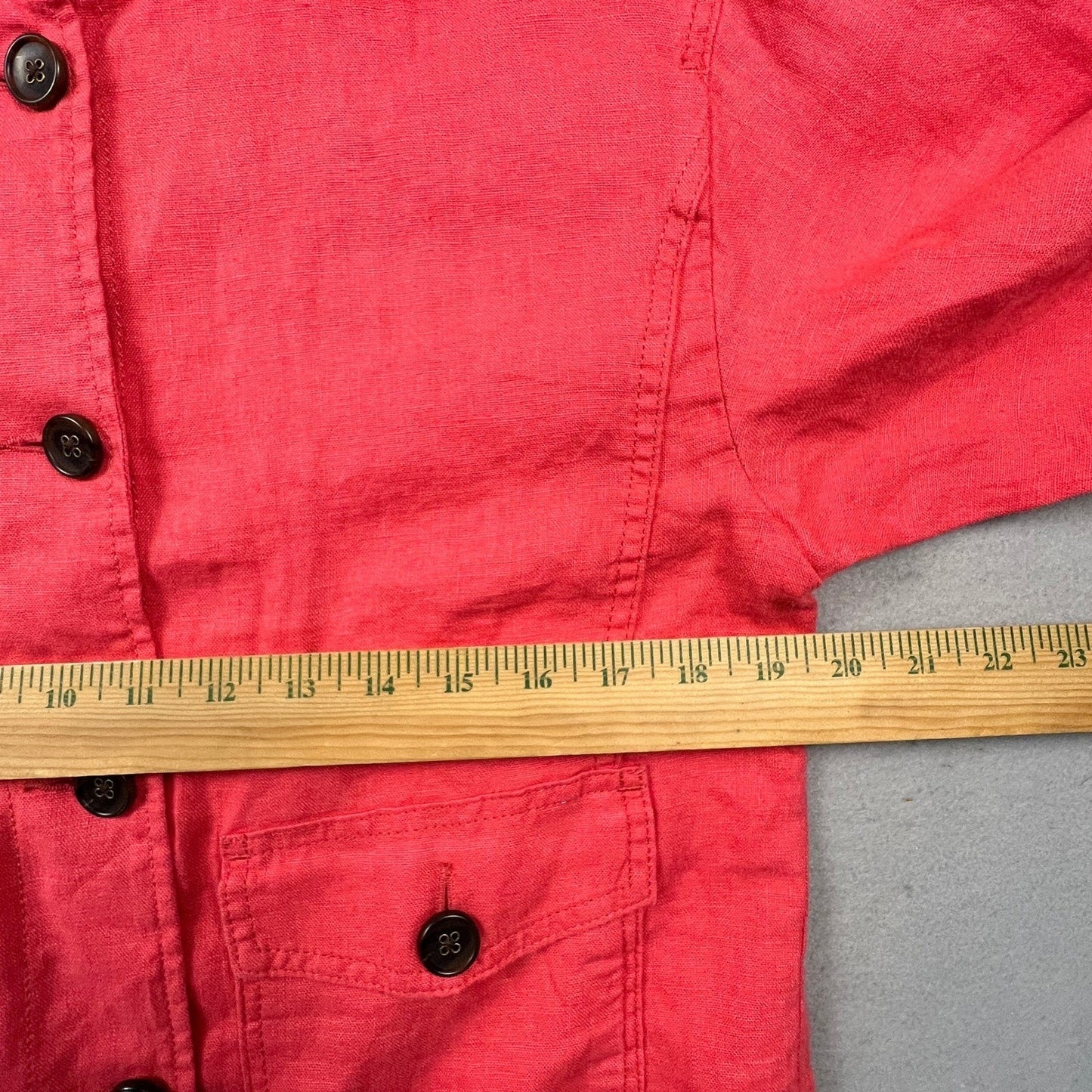 Talbots Linen Utility Jacket Womens XS Coral Pink Button Front Drawstring Casual