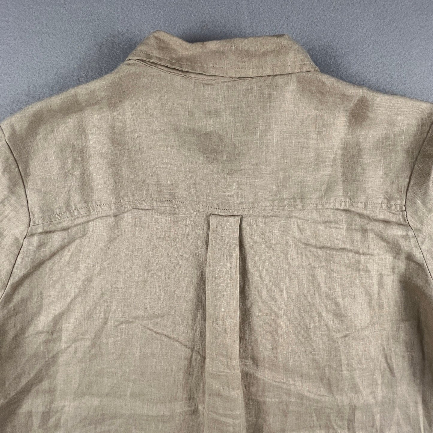 Gap 100% Linen Boyfriend Shirt Mens Medium Beige Casual Coastal Minimal Summer