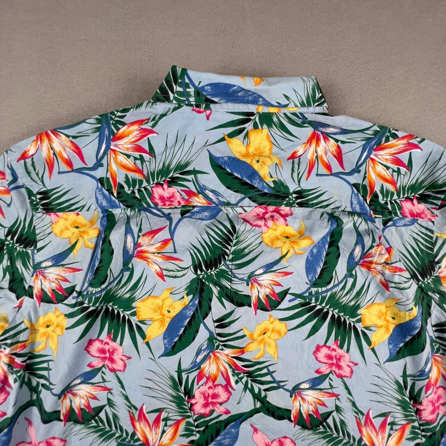 Club Room Button Down Shirt Mens XL Blue Floral Tropical Hawaiian Summer Beach