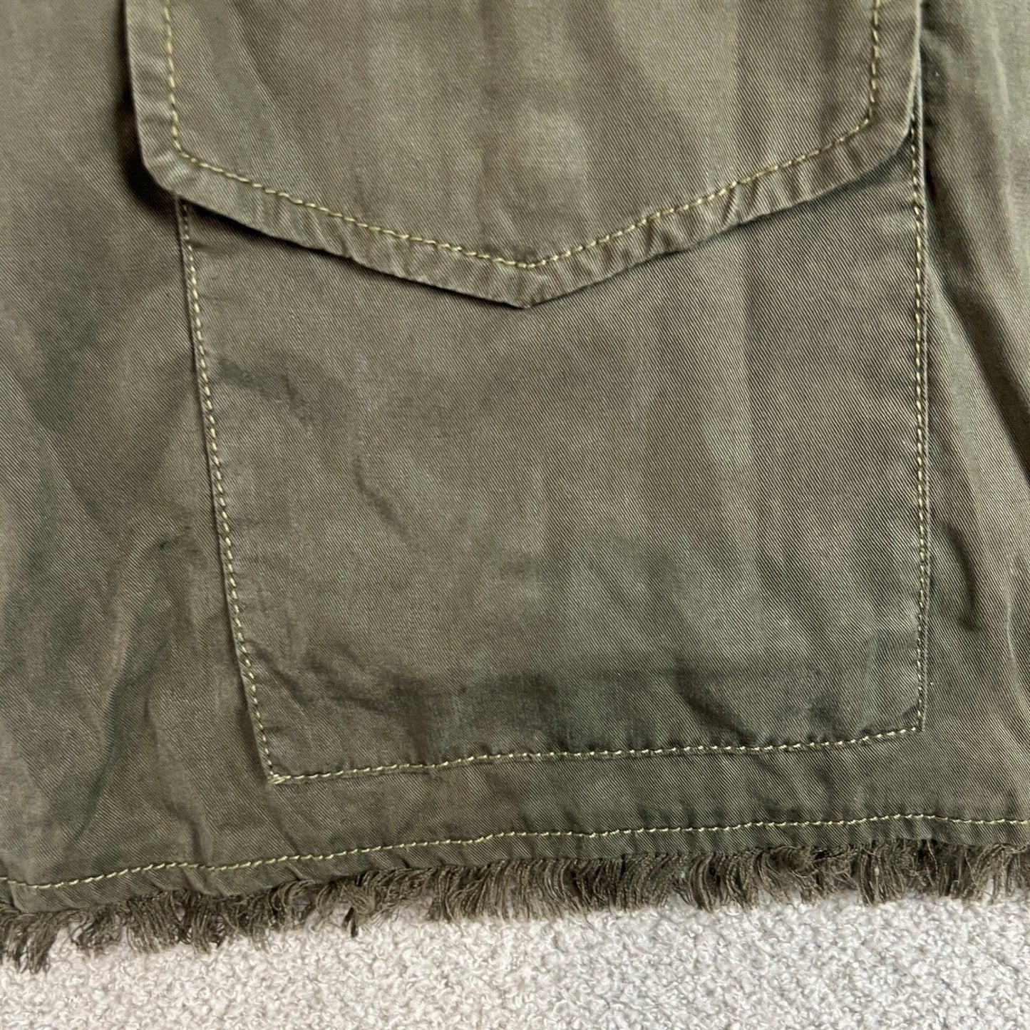 Sanctuary Jacket Women's Small Olive Green Button Front Frayed Utility Jacket
