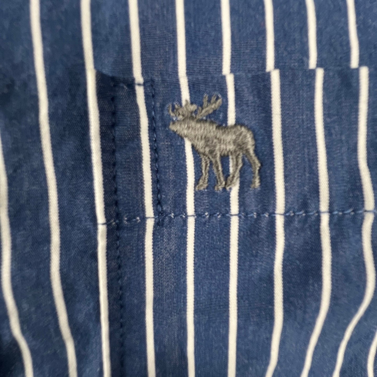 Abercrombie & Fitch Button Down Shirt Mens M Blue Striped Muscle Fit Preppy Logo