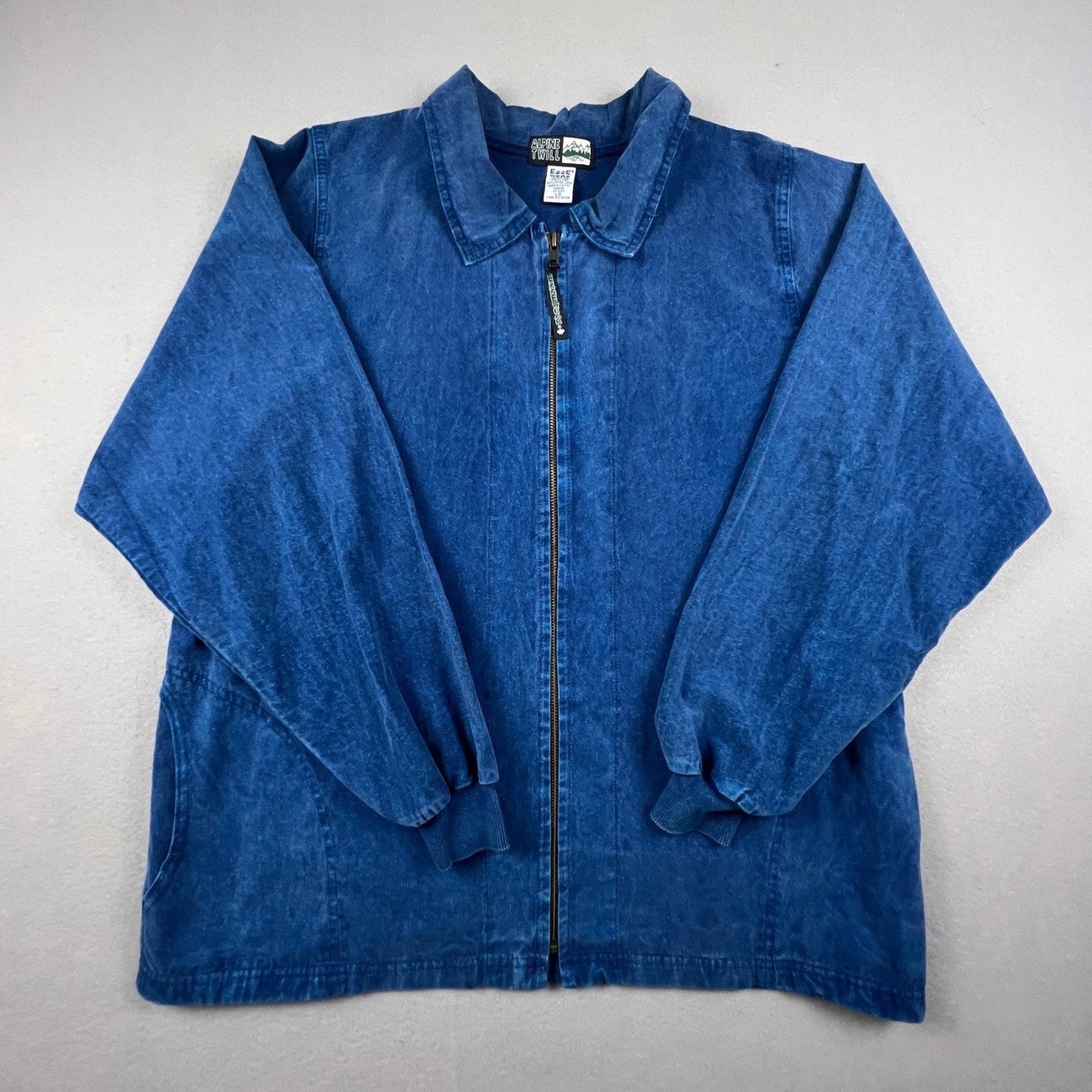Vintage Ezze Wear Alpine Twill Jacket Large Blue Cotton Full Zip Workwear Coat