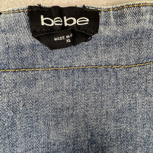Bebe Denim Vest Womens XL Blue Button Front Gold Hardware Casual Y2K Style