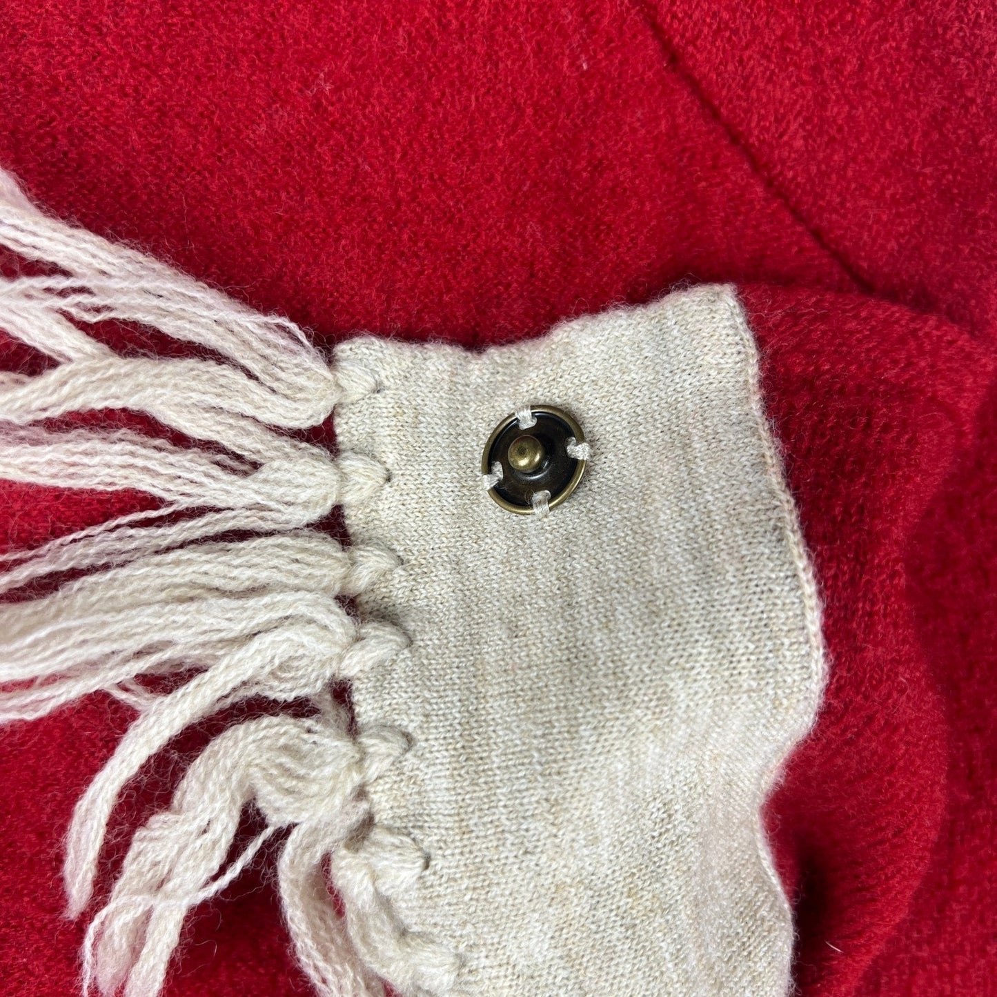 Sparrow Anthropologie Cardigan Womens Small Red Wool Fringe Toggle Boho Sweater