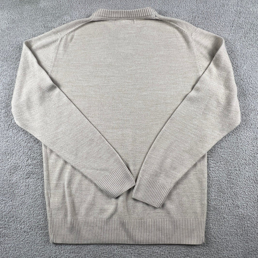 U.S. Polo Assn. V-Neck Sweater Mens Medium Tan Knit Preppy Classic