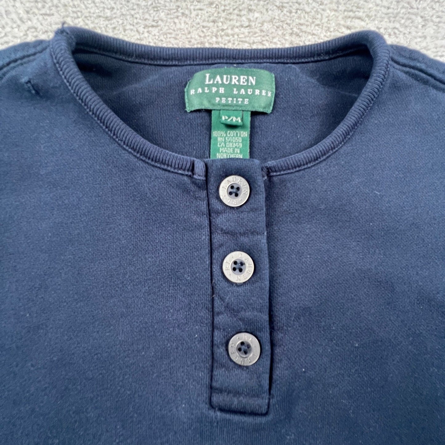 Lauren Ralph Lauren Henley Sweatshirt Womens PM Cotton Logo Casual Preppy