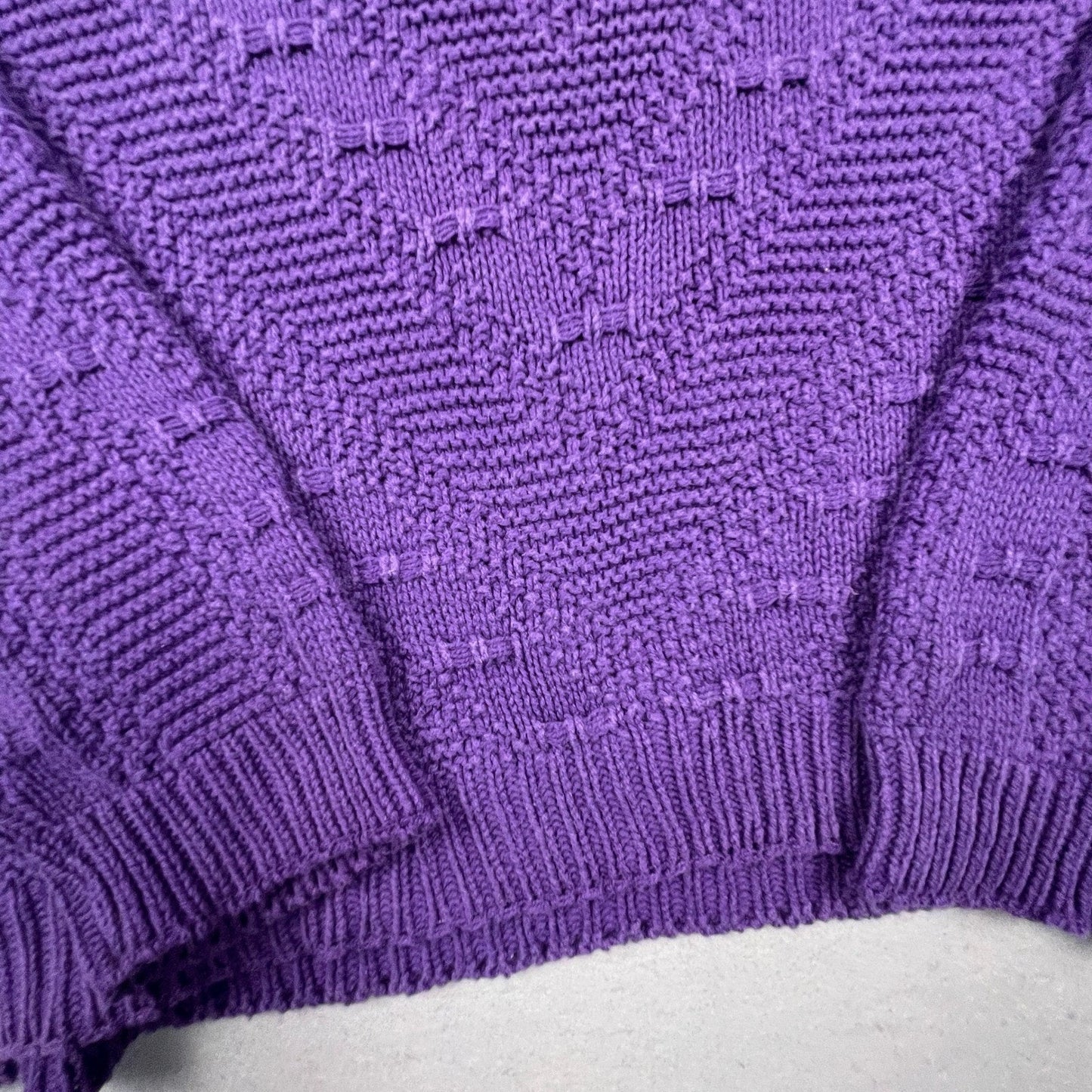 VTG L.S.A. Classics Knit Sweater Womens XL Purple Textured Cotton USA Made