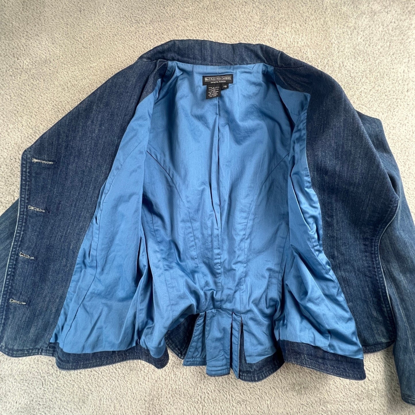 Vintage Denim Military Jacket NapoleonJacket Size 10 Double Breasted Y2K
