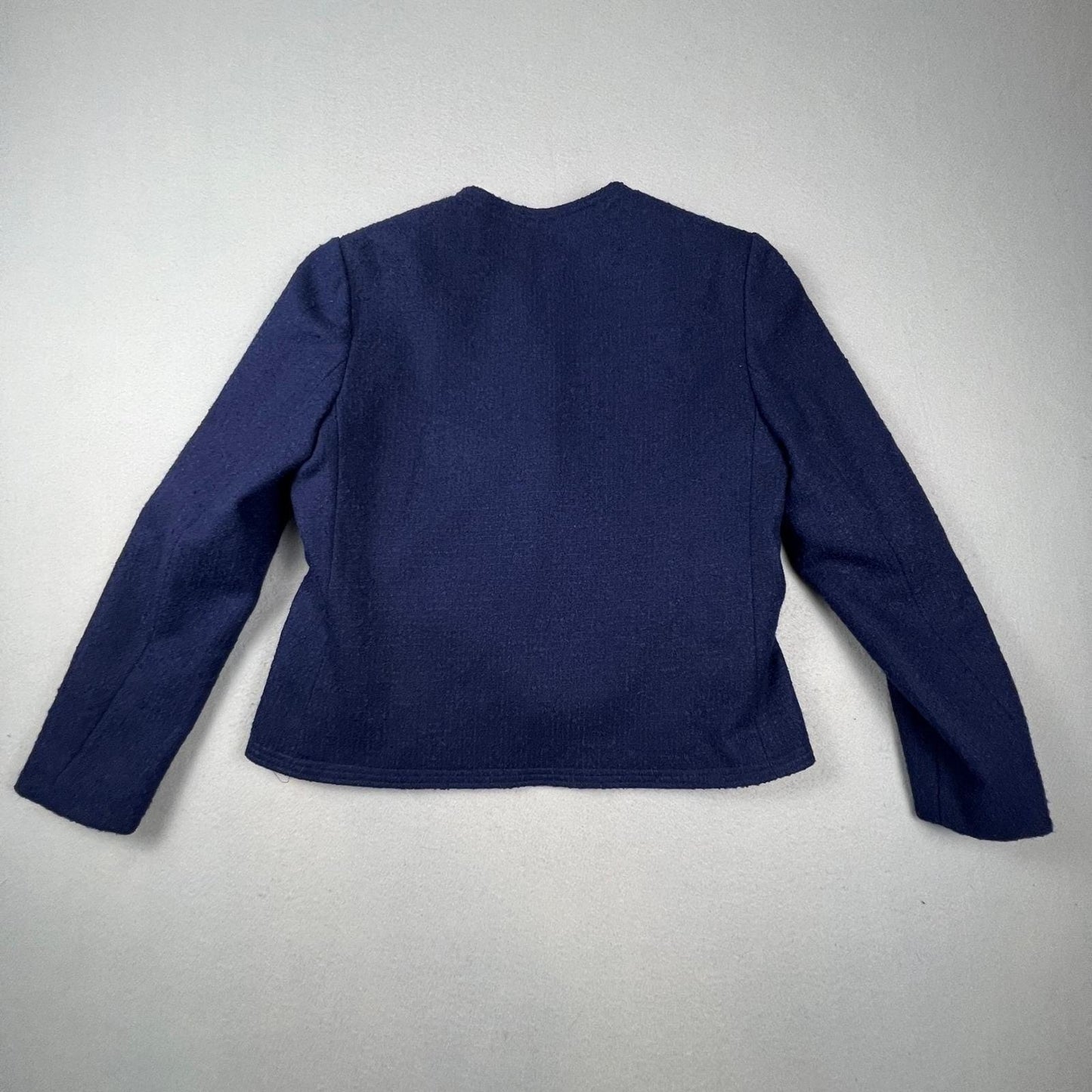 VTG Young Traditions Blazer Women 14 Navy Blue Gold Button Wool Blend Preppy