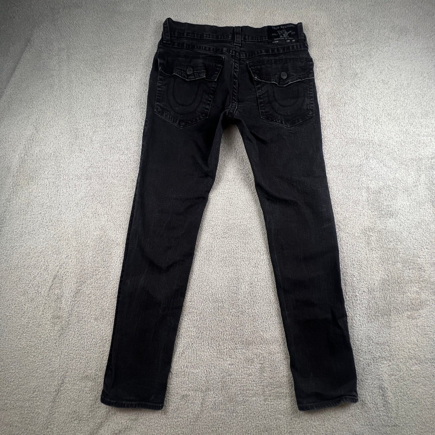True Religion Skinny Jeans Mens Size 33 Rocco Flap Faded Black