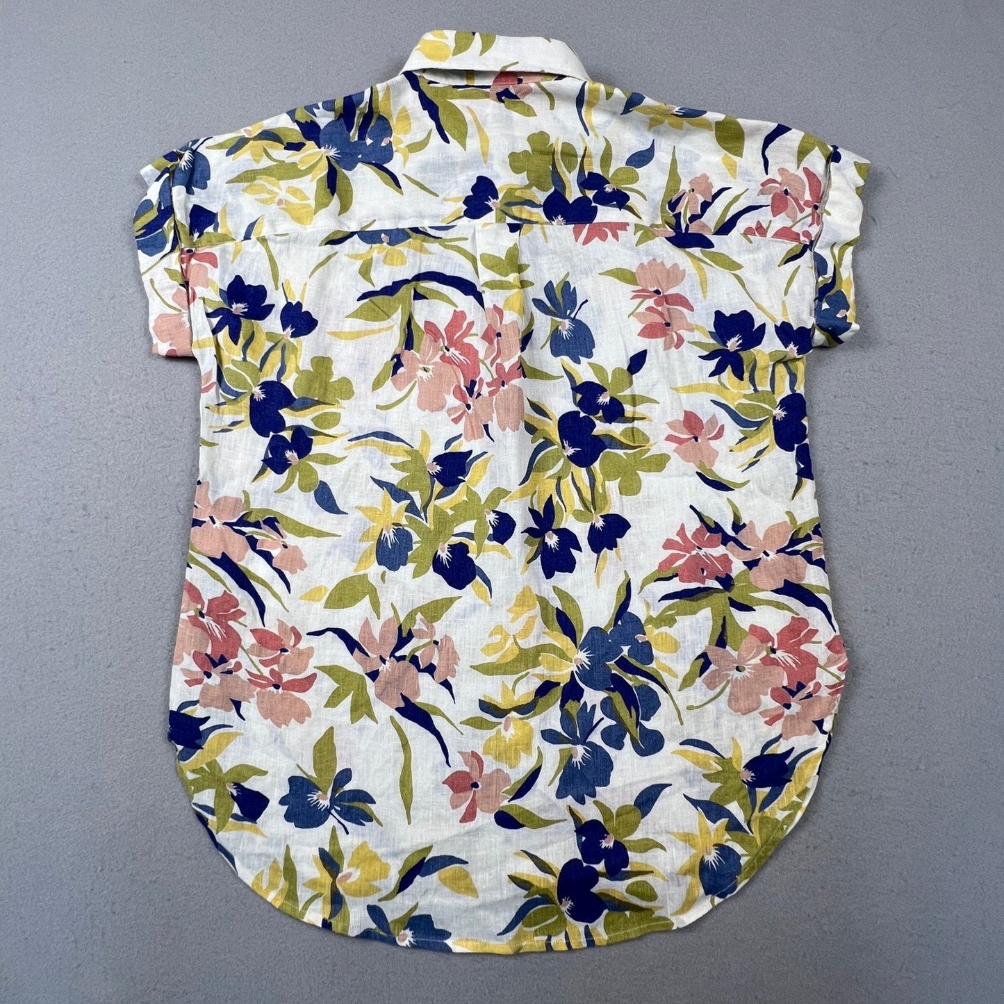 Lauren Ralph Lauren Button Down Shirt Womens XS Multi Floral 100% Linen Tropical