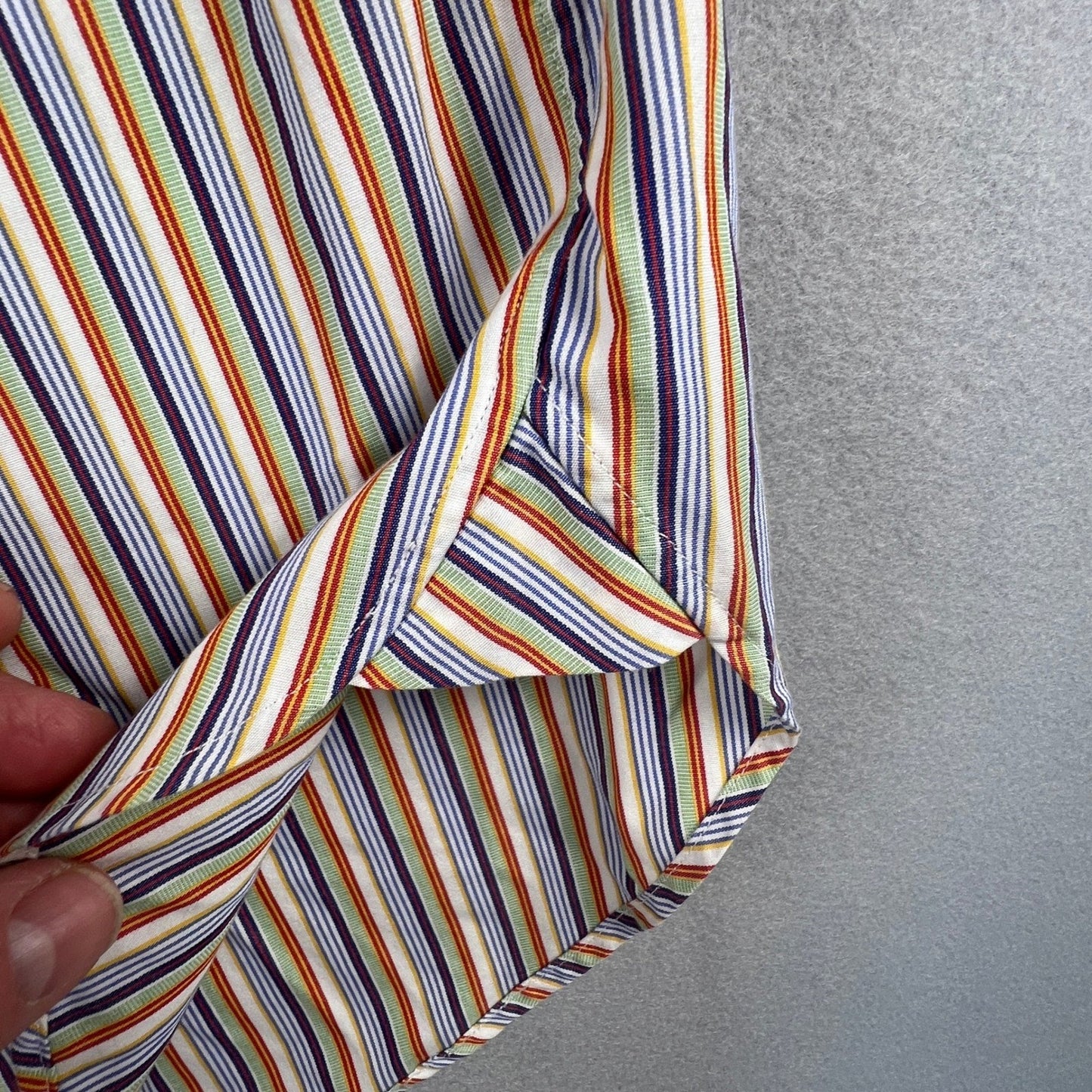 VTG J.Crew Button Down Shirt Mens L Color Stripe 100s 2 Ply Hong Kong Business