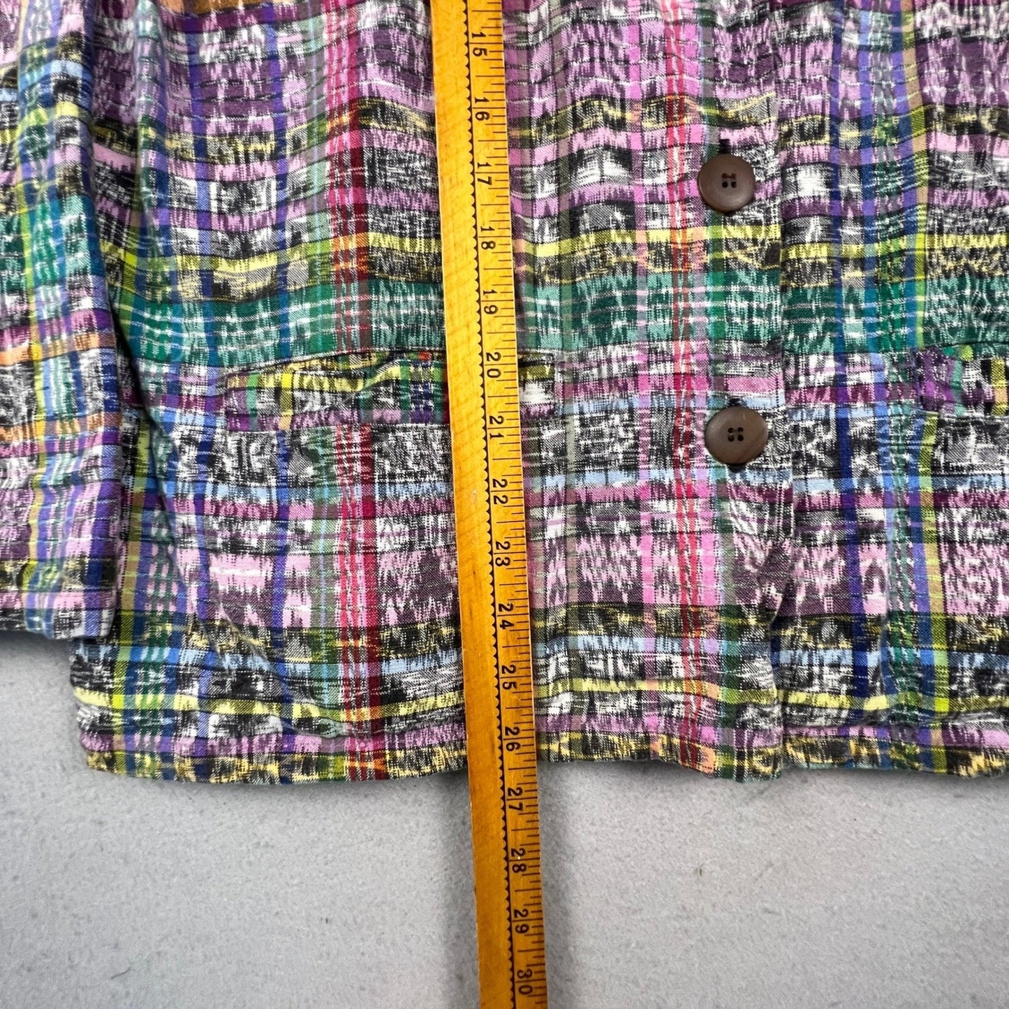 Recycled Traditions Ikat Plaid Jacket Womens S Multi Color Woven Boho Art Wear