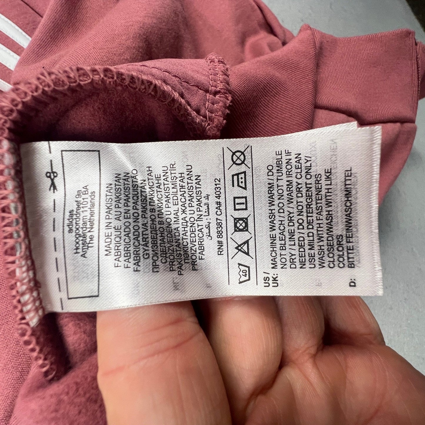 Adidas Full Zip Hoodie Mens Large Mauve Pink 3-Stripe Fleece Athletic IX0166