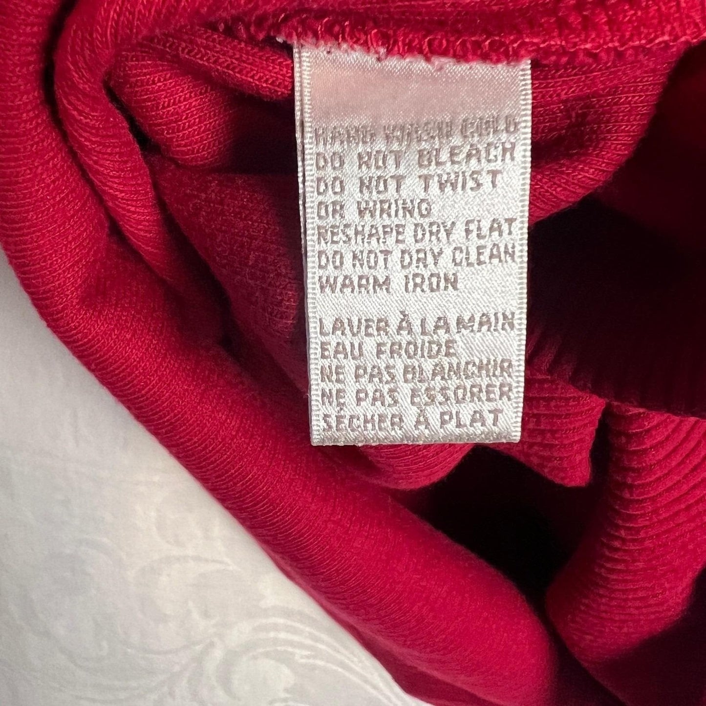 100% Cotton Turtleneck Sweater Large Red Ribbed Long Sleeve Jones New York