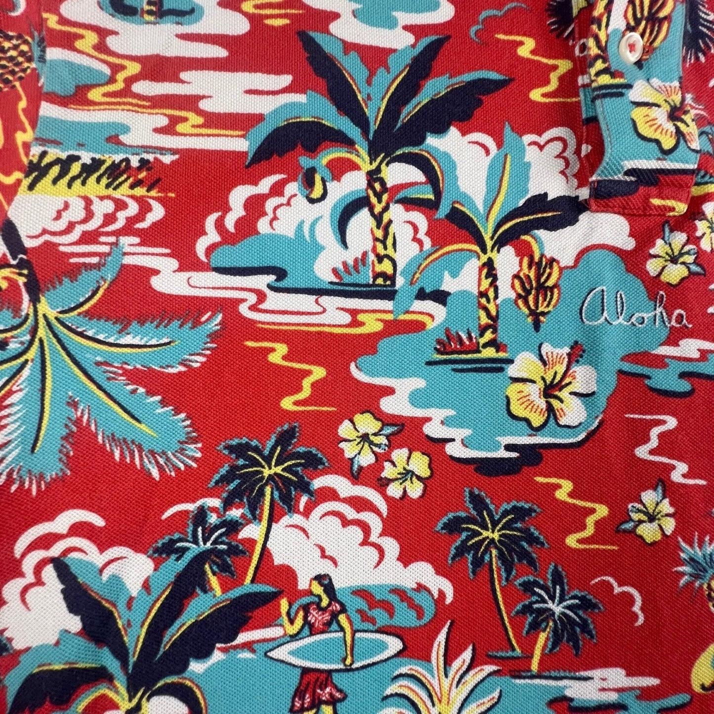 Polo Ralph Lauren Polo Shirt Mens XXL Red Aloha Tropical Hawaiian Classic Fit