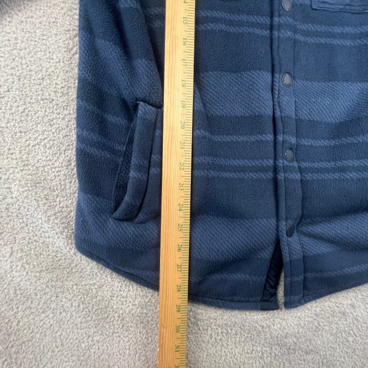 Voyager Mens Blue Striped Sherpa Lined Fleece Shirt Jacket Shacket Medium