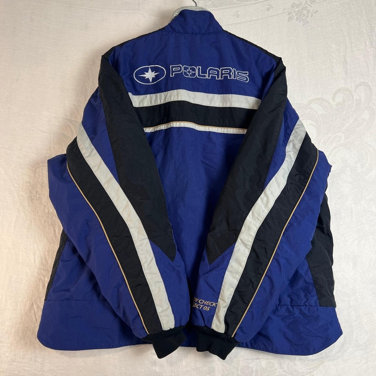 Vintage Polaris Snowmobile Jacket Men's Extra Large Blue Bomber Racing Team Coat