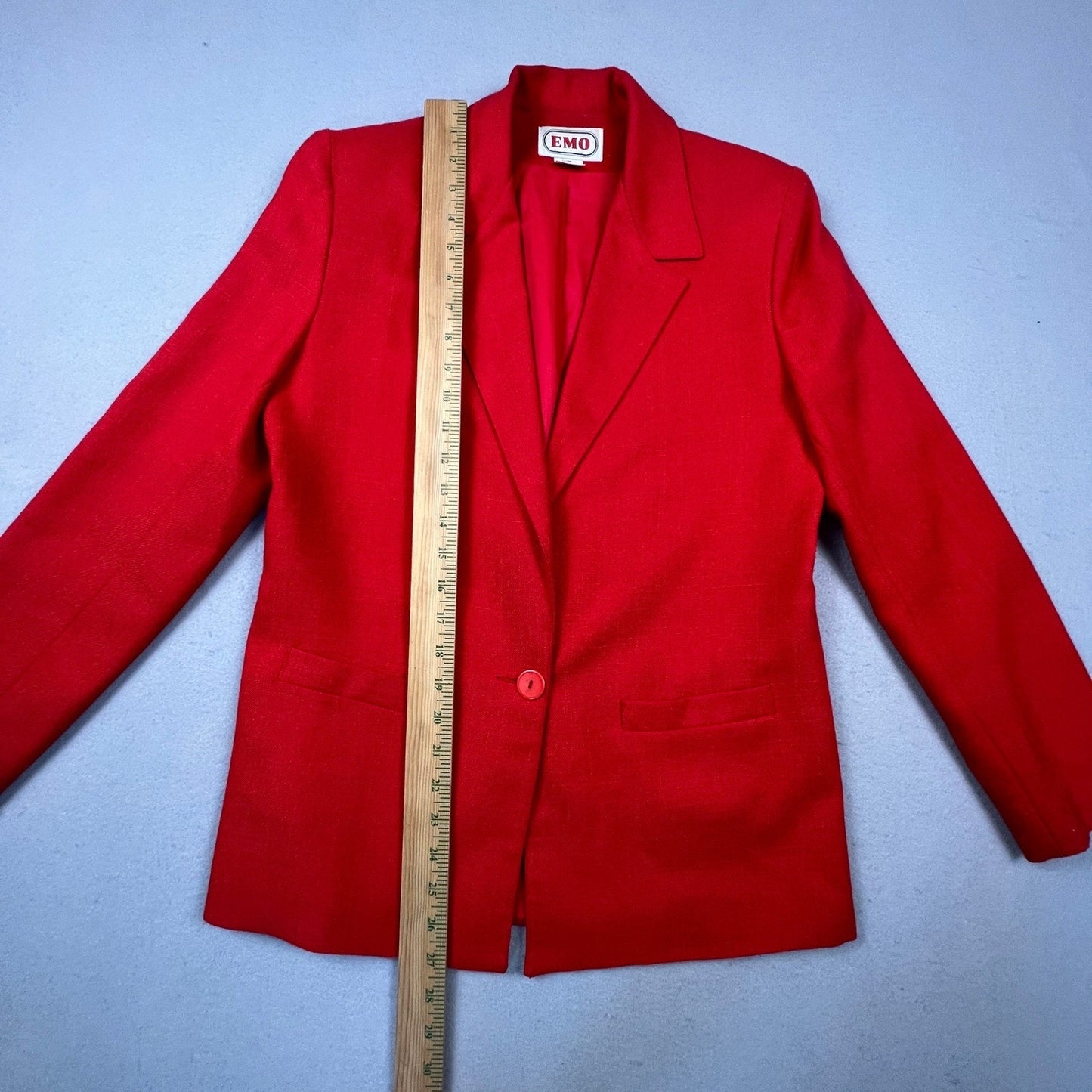 VTG EMO Blazer Jacket Womens 6 Red Single Button Career Chic Minimalist