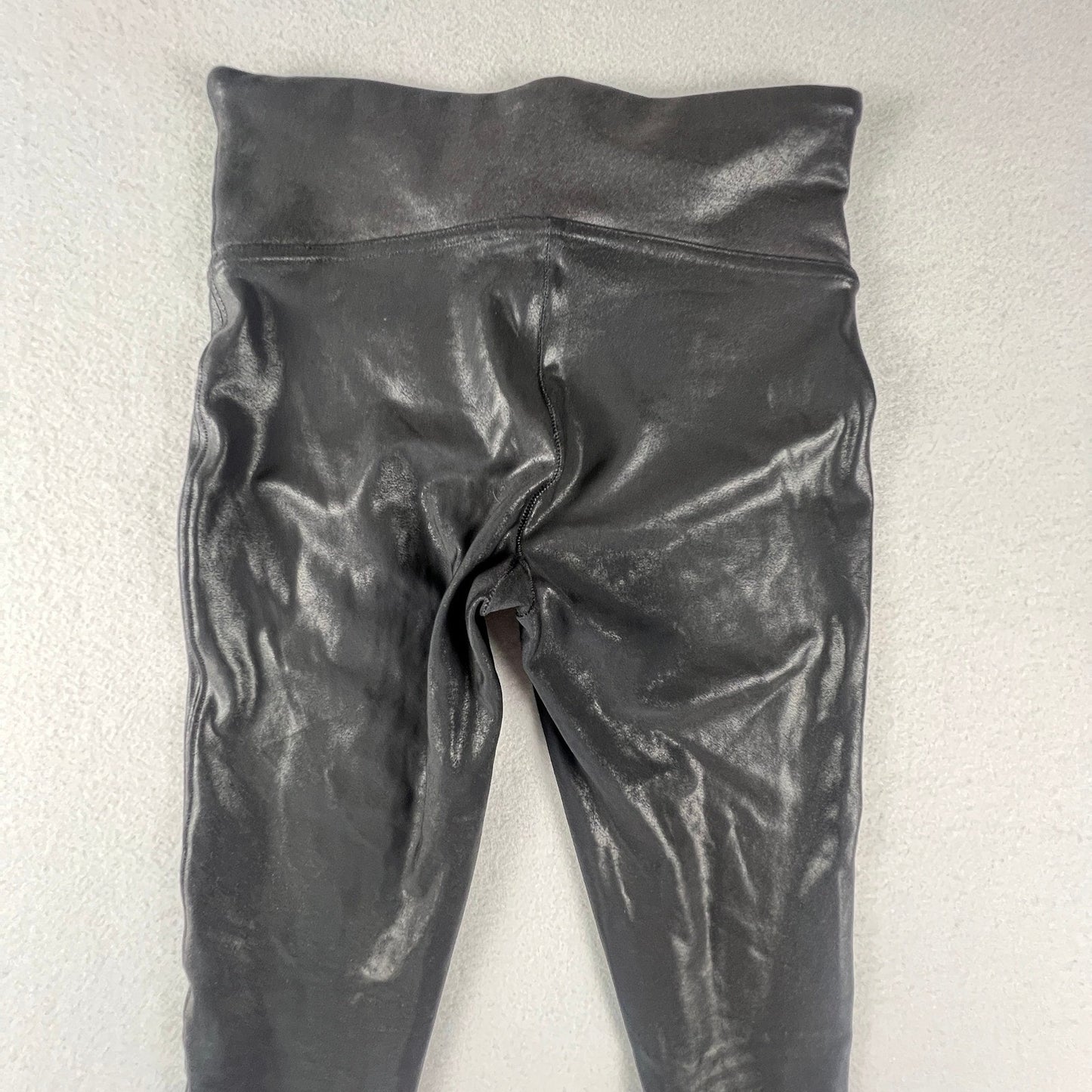 Spanx Faux Leather Leggings Womens Small Petite Black High Waist Edgy Chic