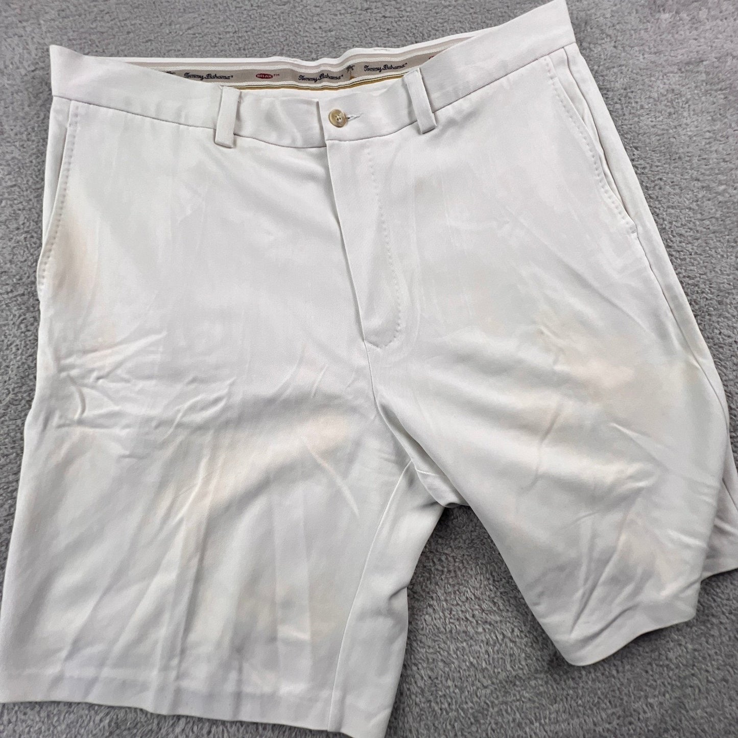 Tommy Bahama Silk Shorts Mens 36 White Relax Flat Front Tropical Beach Casual