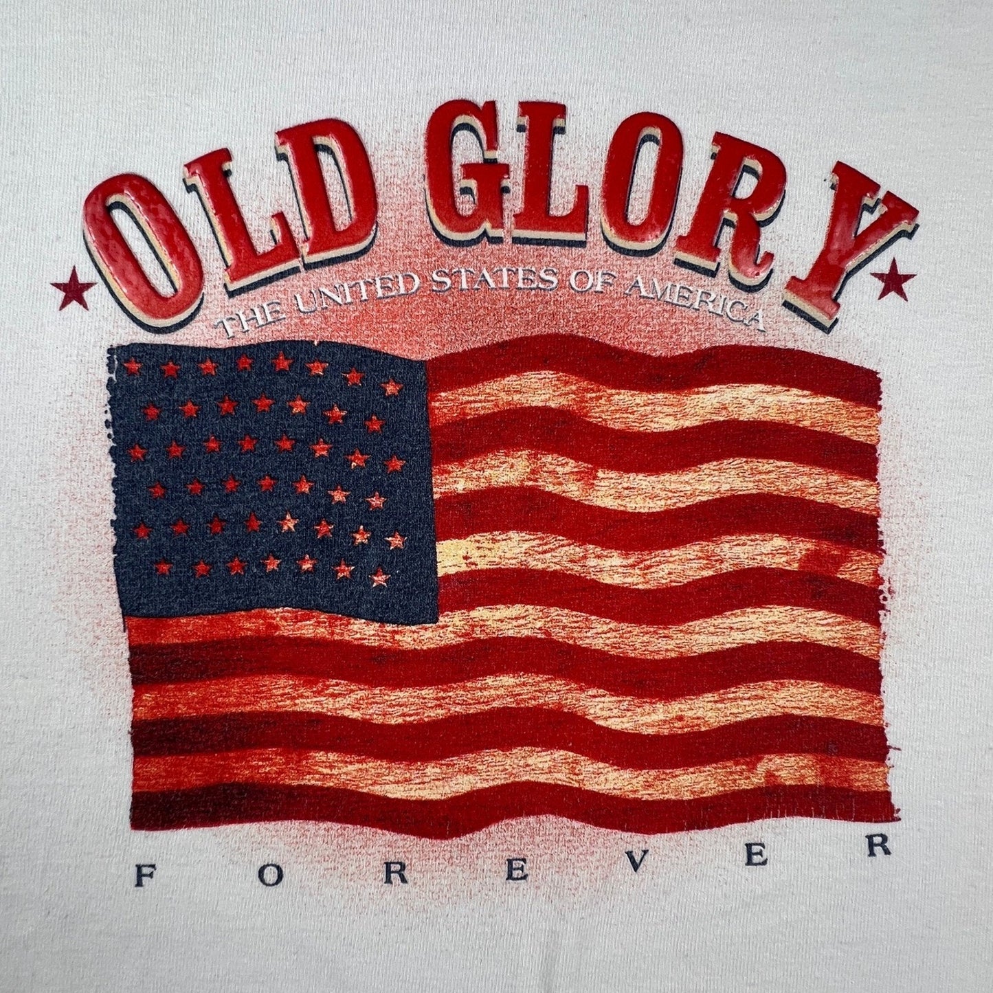 Vintage T-Shirt Mens L Old Glory American Flag USA Made Patriotic Tee July 4th