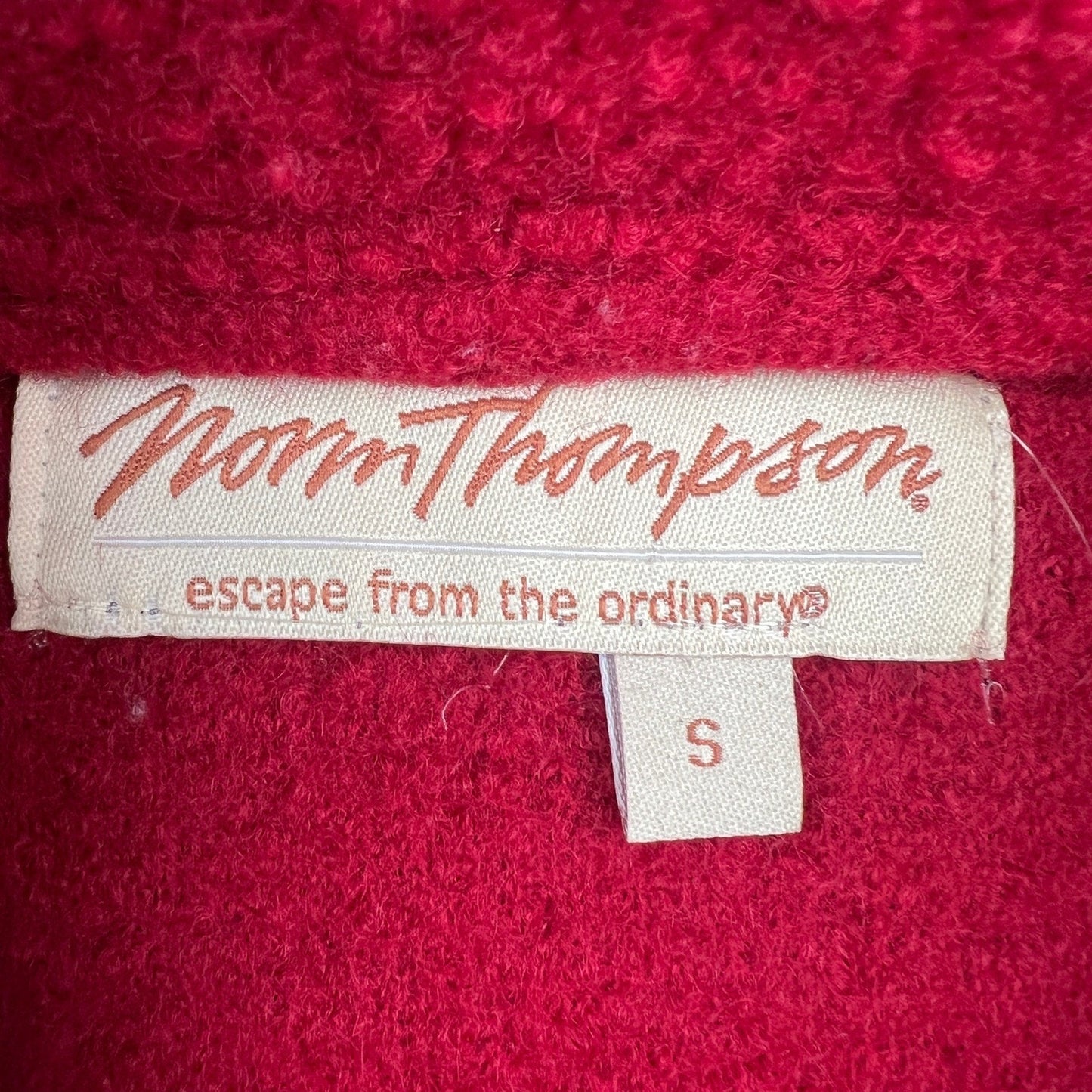VTG Norm Thompson 100% Wool Jacket Small Red Embroidered Zip Up Cardigan Festive