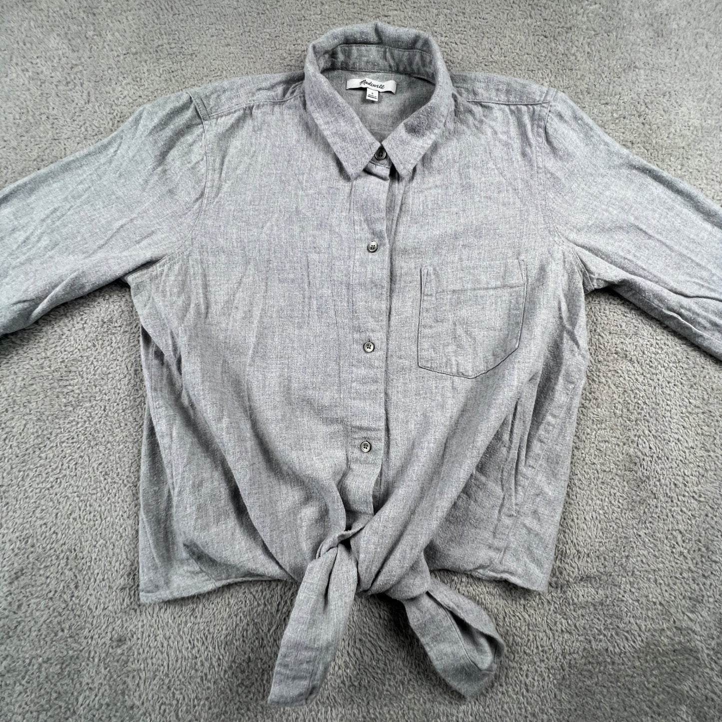 Madewell Cotton Shirt Womens Small Gray Button Up Long Sleeve Casual Minimalist