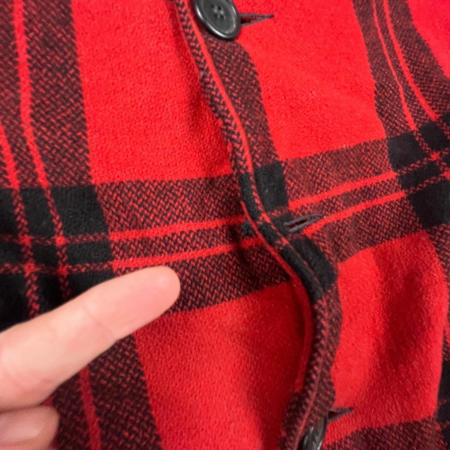 Vintage Carters Hunting Jacket Mens 44 Red Plaid Wool Buffalo Check Cruiser Coat