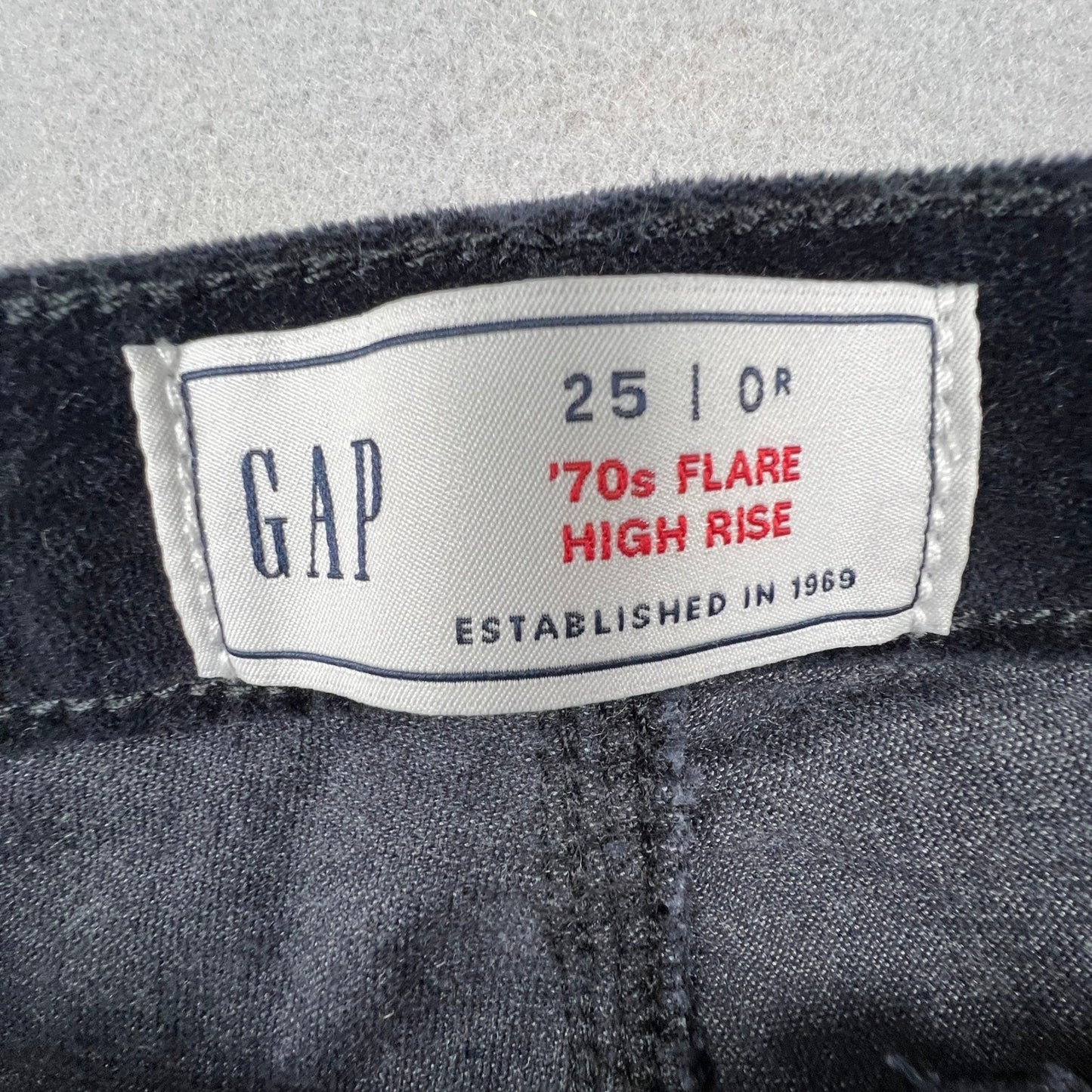 Gap Corduroy 70s Flare Pants Womens 25/0R Black High Rise Retro Boho Stretch