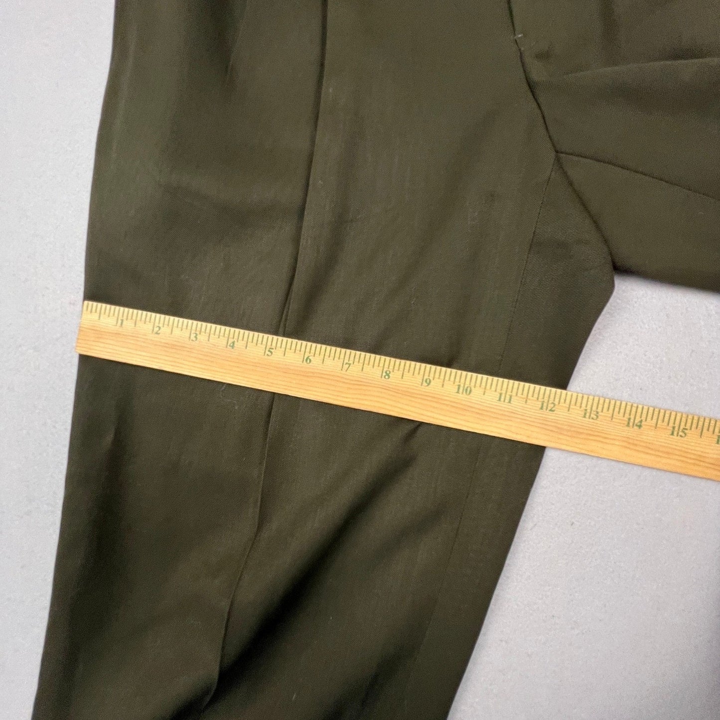 Monsieur by Givenchy Dress Pants Mens 33 Olive Green Pleated Cuffed Vintage Luxe