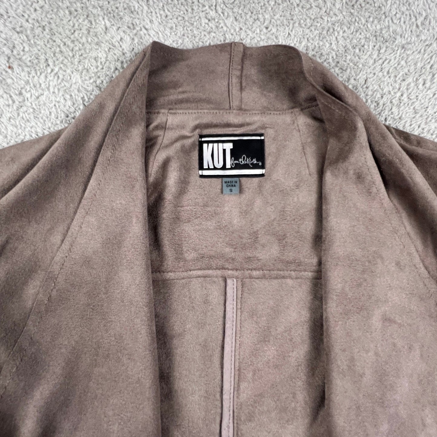 Kut from the Kloth Faux Suede Jacket Womens Small Brown Front Moto Boho