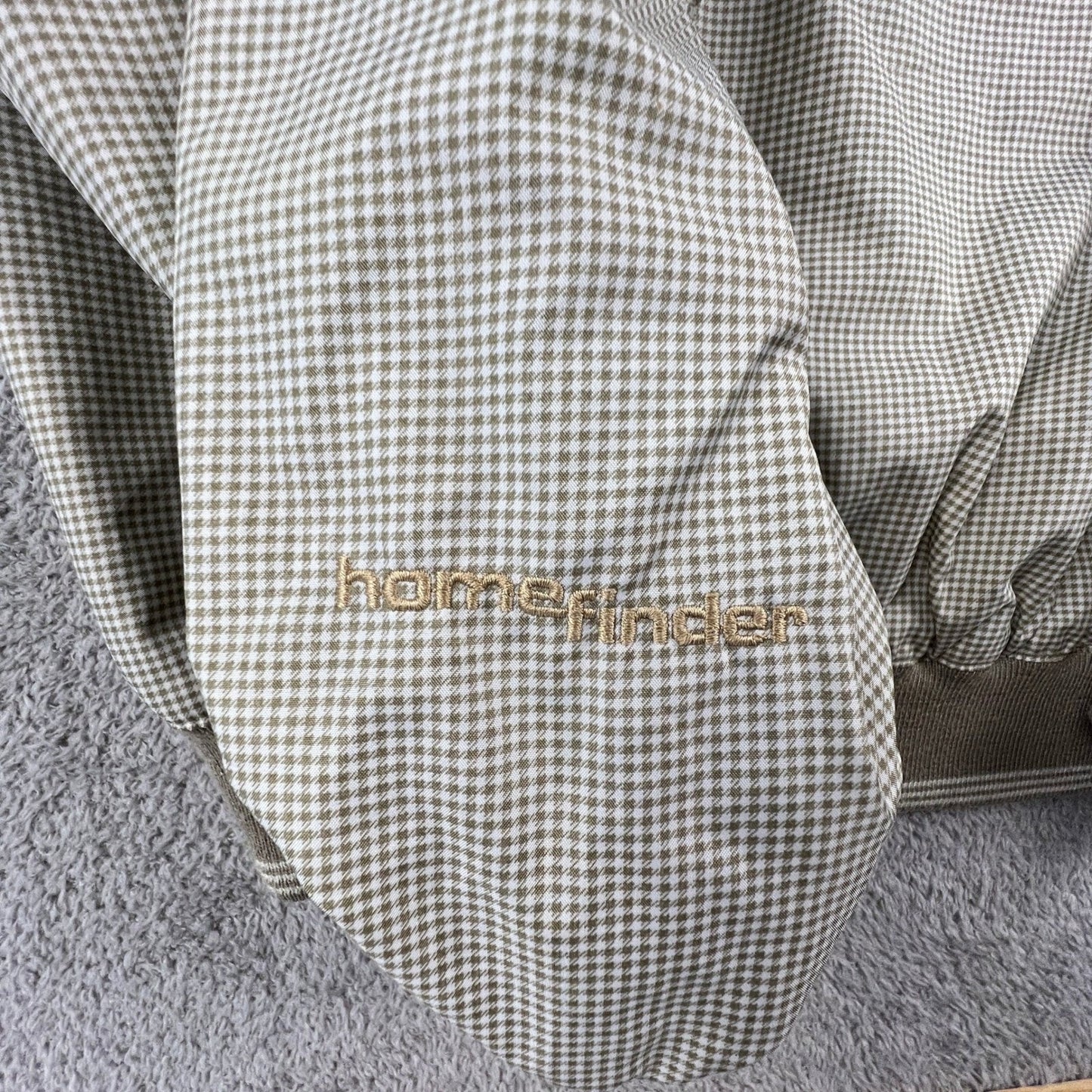 Tri-Mountain Windbreaker Pullover Mens Large Tan Houndstooth V-Neck Golf Jacket