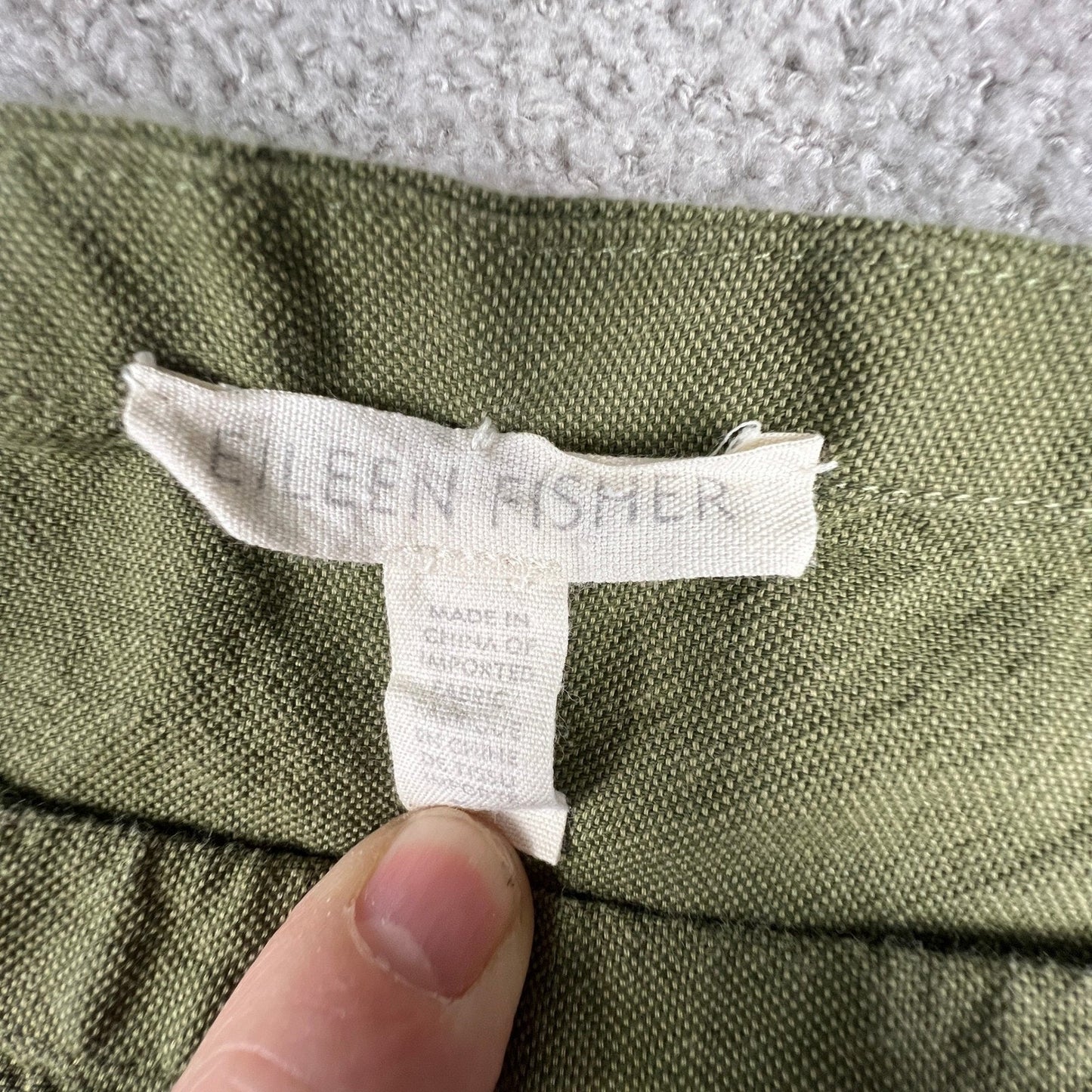 Eileen Fisher Organic Cotton Dress Small Olive Green Minimalist Classic Summer