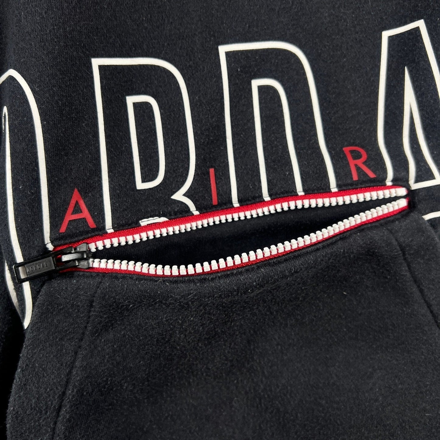 Jordan Hoodie Boys L Black Red Jumpman Graphic Zipper Pocket Fleece Pullover VTG