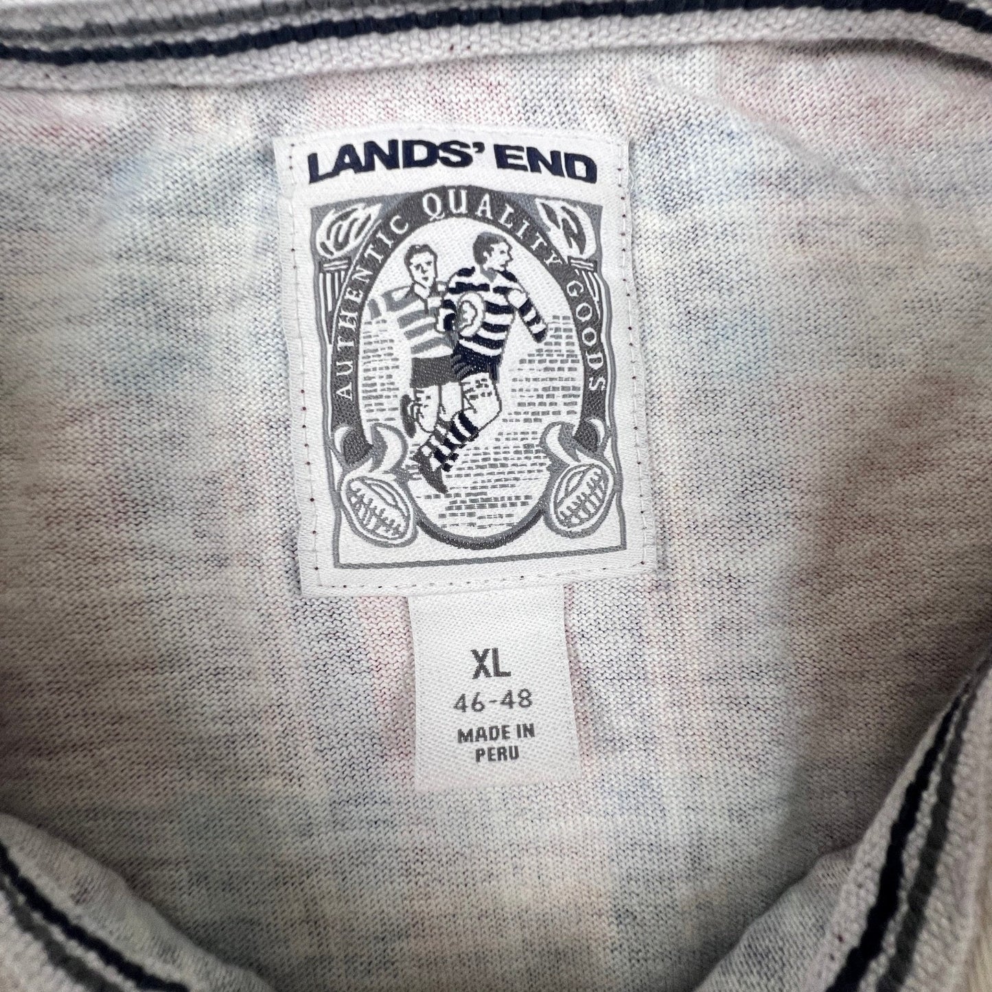 Lands' End Rugby Shirt Mens XL Burgundy Plaid Long Sleeve Cotton Preppy Classic