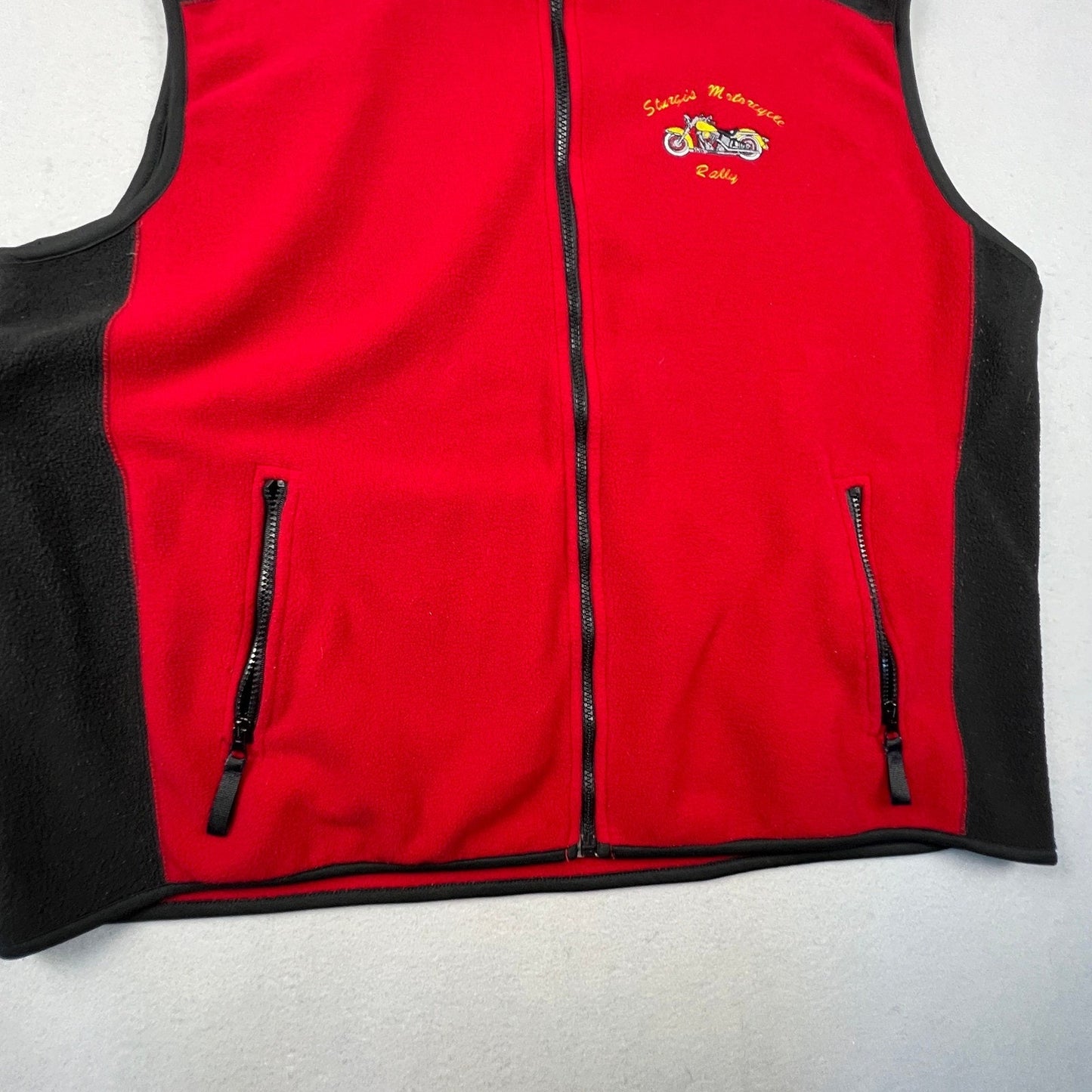 Sturgis Motorcycle Rally Fleece Vest Mens XL Red Biker Full Zip Gilet Noblewear