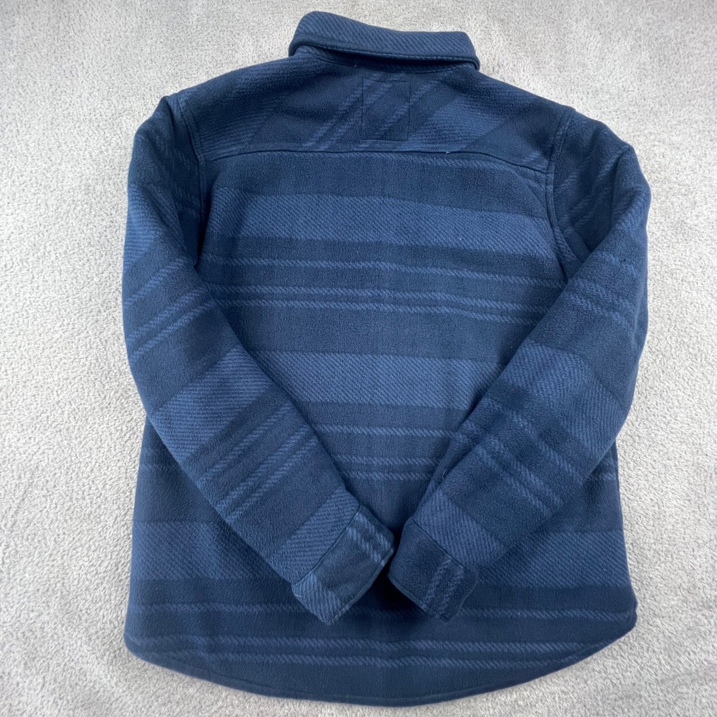 Voyager Mens Blue Striped Sherpa Lined Fleece Shirt Jacket Shacket Medium