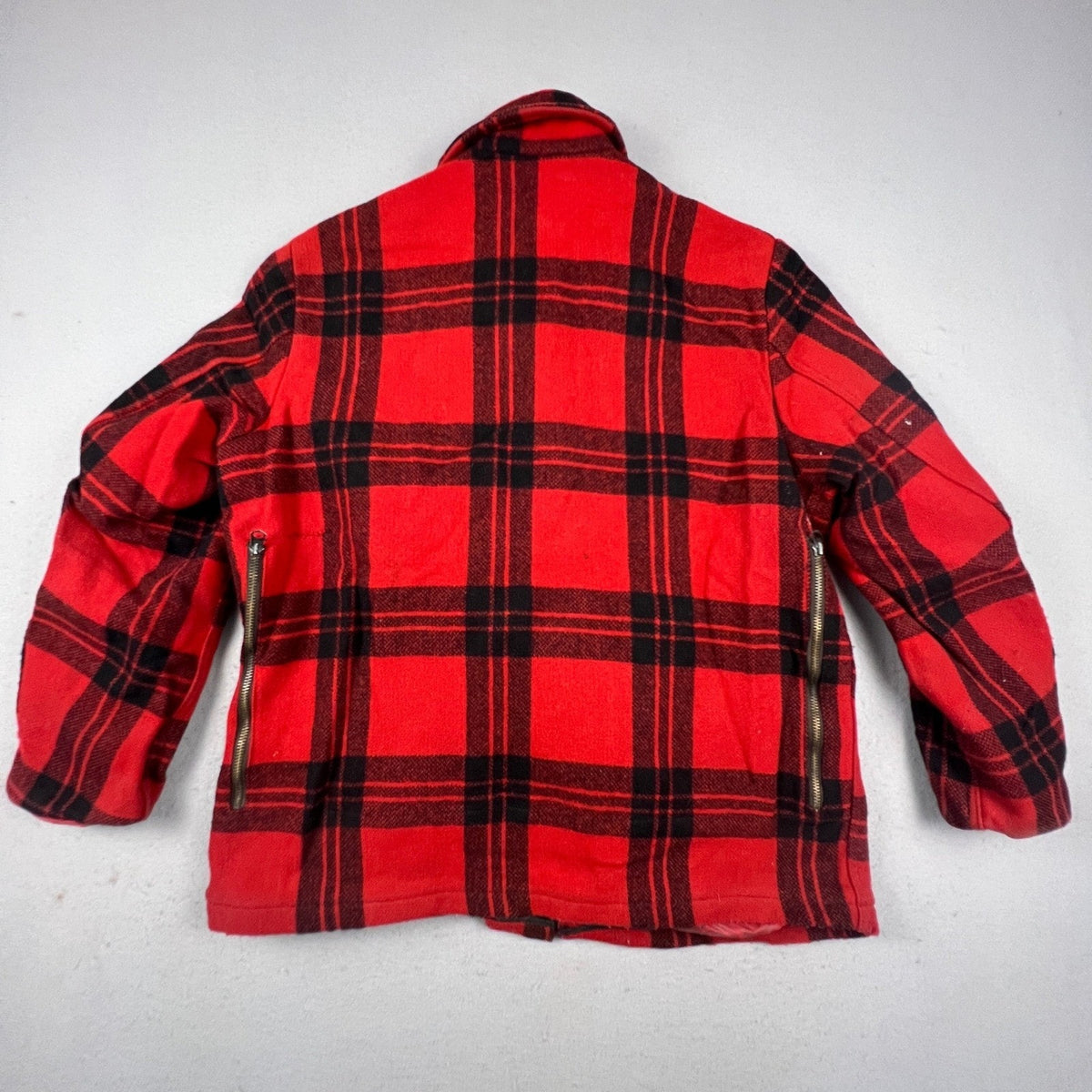 Vintage Carters Hunting Jacket Mens 44 Red Plaid Wool Buffalo Check Cruiser Coat
