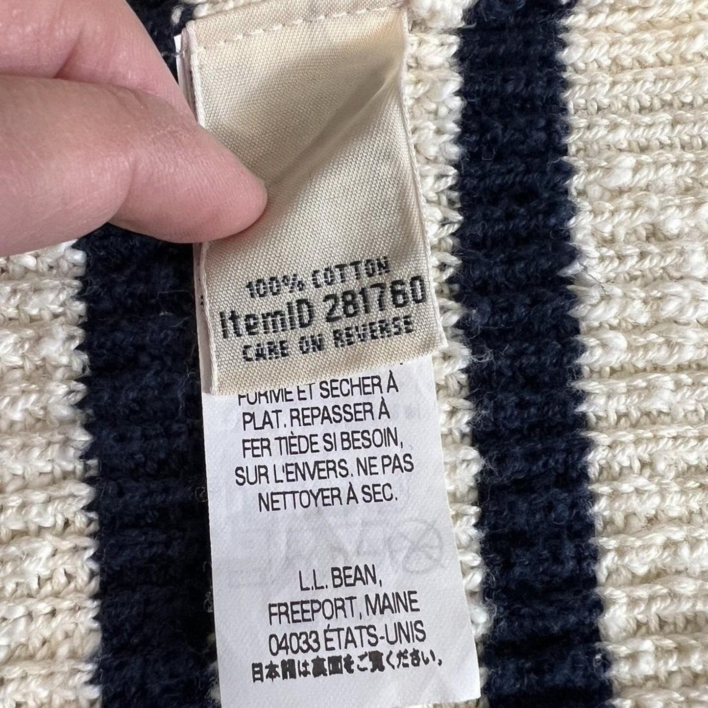 L.L.Bean Nautical Stripe Cardigan Womens XS Shawl Collar Coastal Preppy